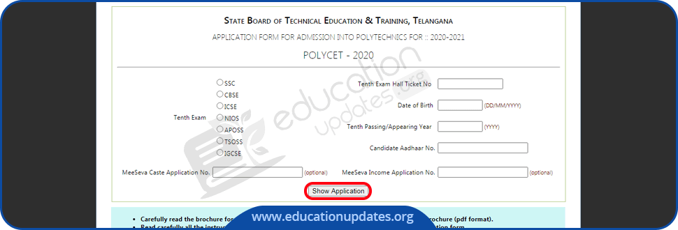 TS POLYCET Application Form